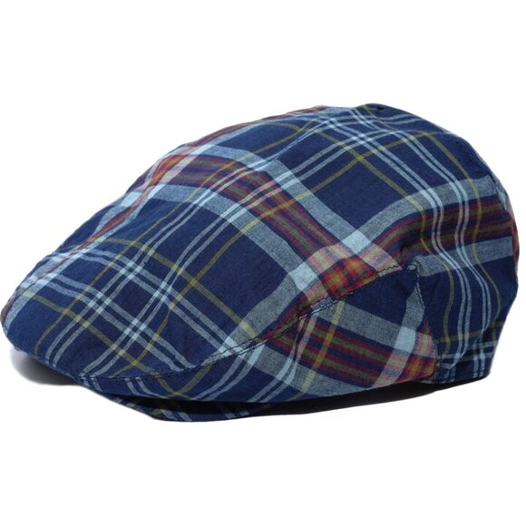 Polo Ralph Lauren Other - Polo Ralph Lauren Size L/XL Blue Cotton Madras Plaid Driving Cap Newsboy Hat